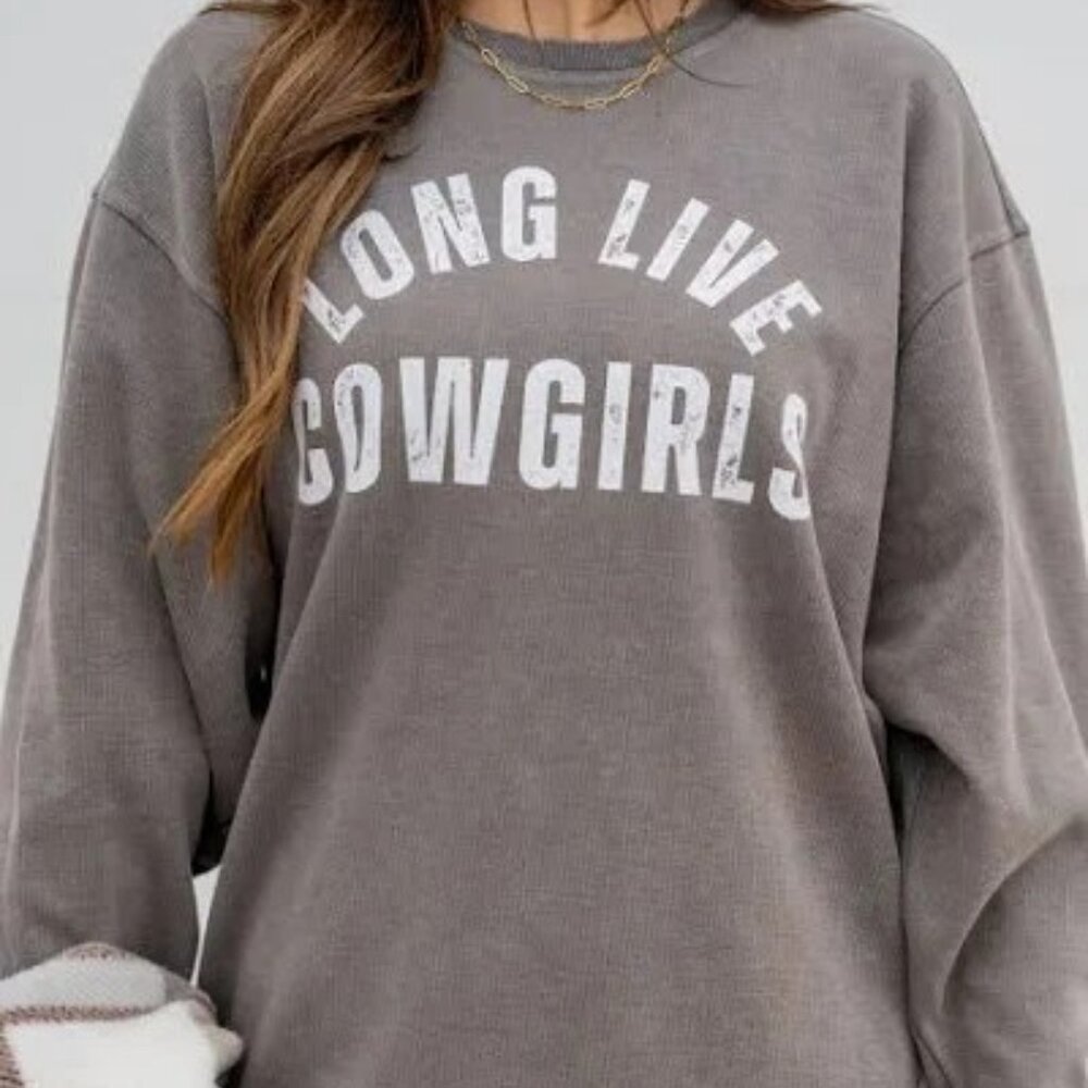 Long Live Cowgirls Waffled Graphic Crewneck Sweater Coastal, EUC - Size L